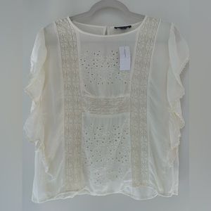 NWT American Eagle Flowy White Lace Top Size M